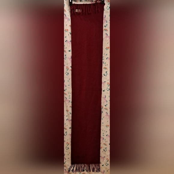 NWOT Valentino V Zone Red Wool & Cashmere Casual Prep Scarf Wrap w/ Fringe - Picture 5 of 8